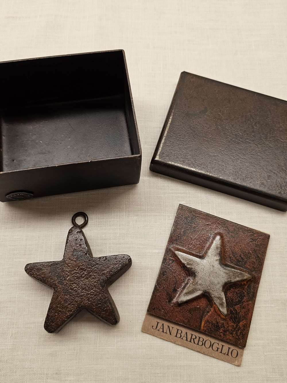 Jan Barboglio Texas Star Heavy Cast Iron Hanging Wall Charm Accent Box Set